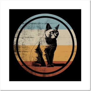 Retro Style Vintage Design British Shorthair Cat Posters and Art
